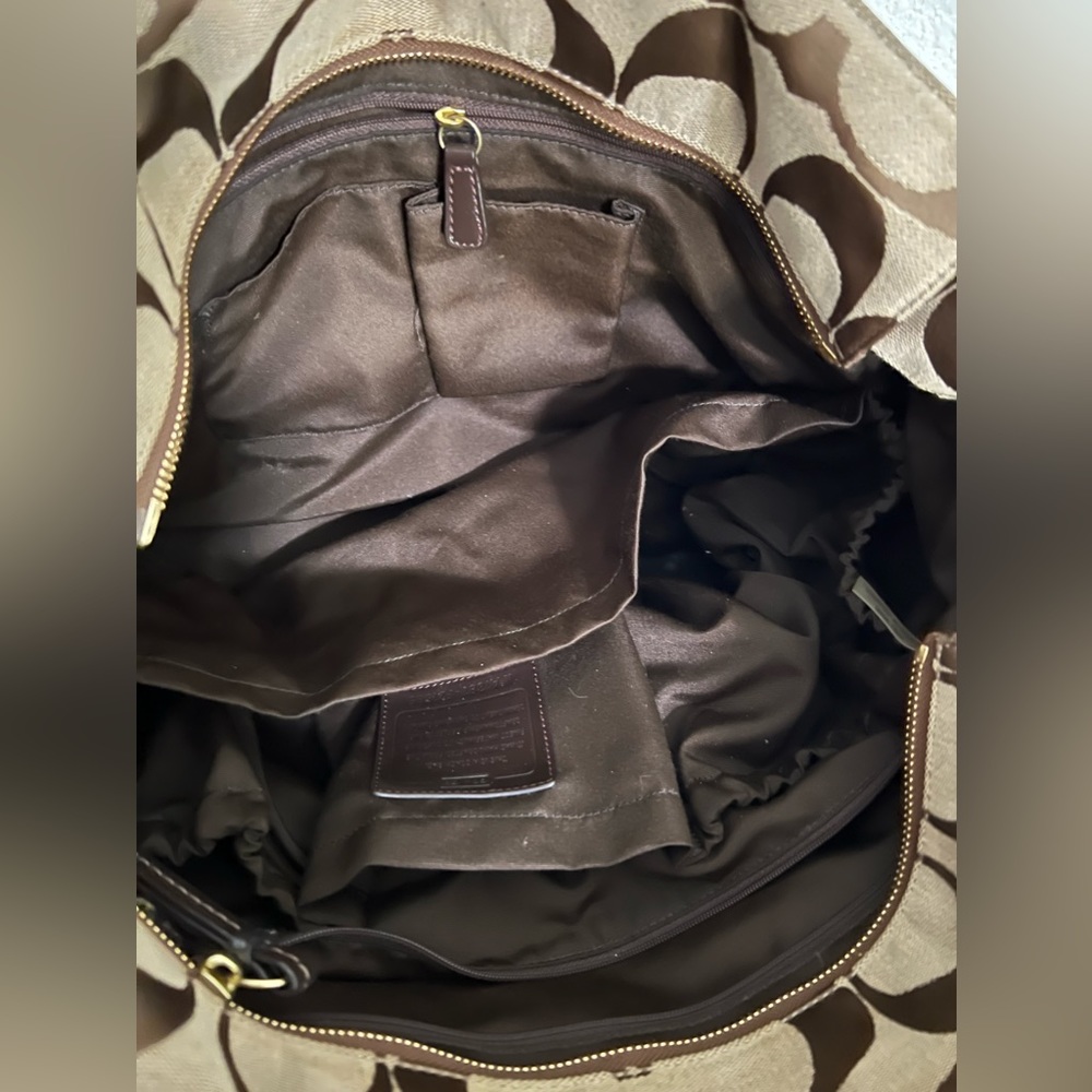 Coach Signature Brown/Tan Shoulder Multi-Purpose or Diaper Bag - Picture 4 of 16